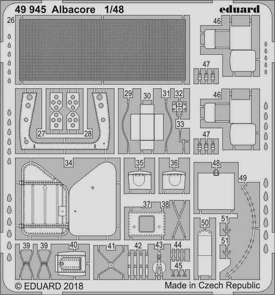 Eduard 49945 Etched Aircraft Detailling Set 1:48 Fairey Albacore