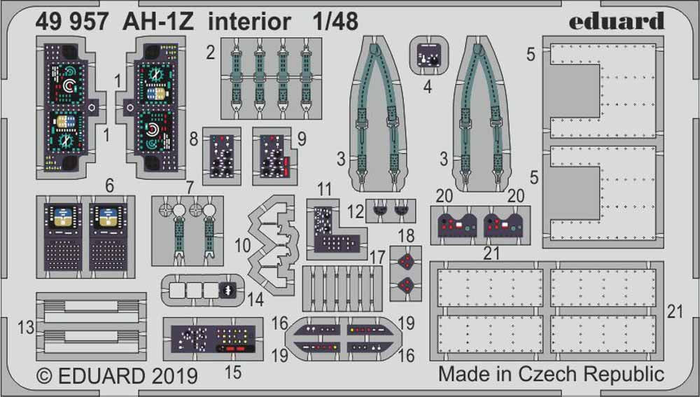 Eduard 49957 Etched Aircraft Detailling Set 1:48 Bell AH-1Z 'Viper' interior