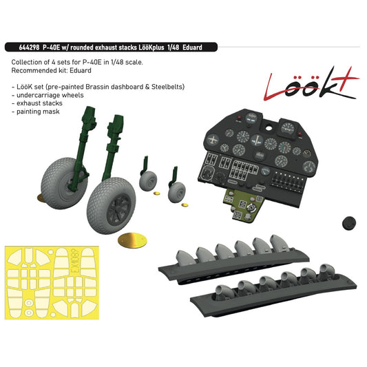 Eduard Curtiss P-40E Warhawk w/Rounded Exhaust LooKplus 1:48 Upgrades 644298