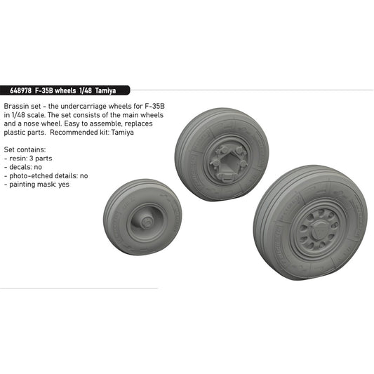 Eduard F-35B Lightning II 1:48 Wheel Set for Tamiya 61125 ED648978