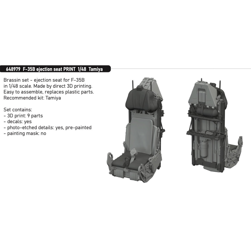 Eduard F-35B Lightning II 1:48 PRINT Ejection Seat for Tamiya 61125 ED648979