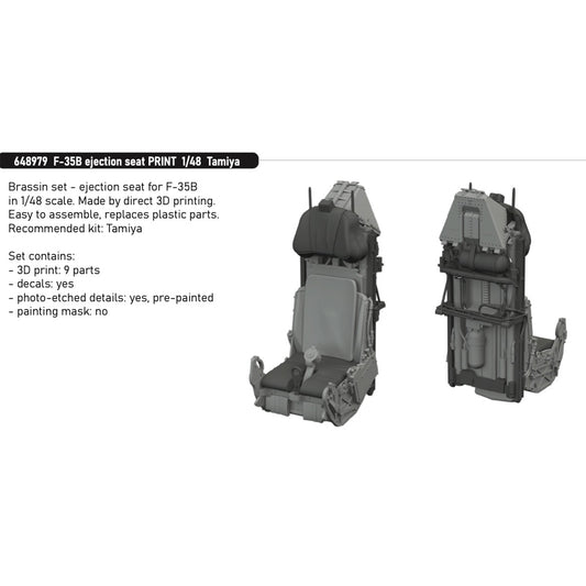Eduard F-35B Lightning II 1:48 PRINT Ejection Seat for Tamiya 61125 ED648979