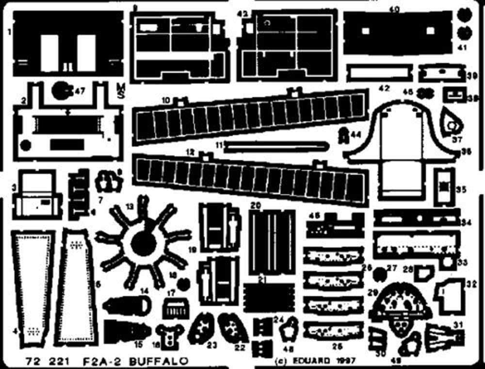 Eduard 72221 Etched Aircraft Detailling Set 1:72 Brewster F2A Buffalo