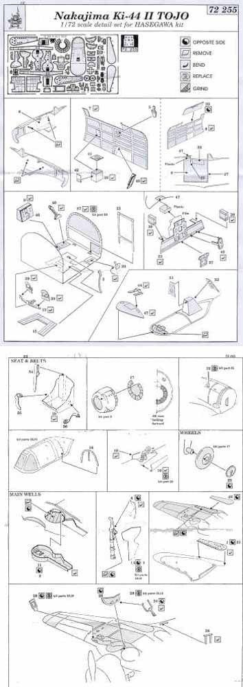 Eduard 72255 Etched Aircraft Detailling Set 1:72 Nakajima Ki-44-II Tojo