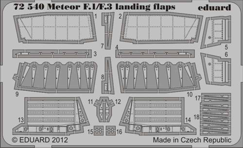 Eduard 72540 Etched Aircraft Detailling Set 1:72 Gloster Meteor F.1/F.3 landing