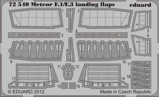 Eduard 72540 Etched Aircraft Detailling Set 1:72 Gloster Meteor F.1/F.3 landing