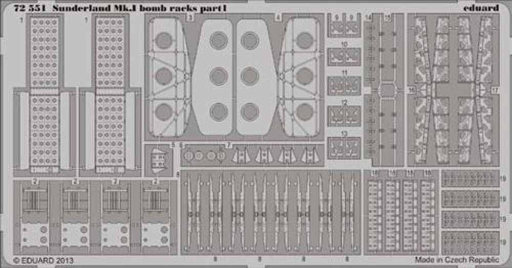 Eduard 72551 Etched Aircraft Detailling Set 1:72 Short Sunderland Mk.I bomb rack