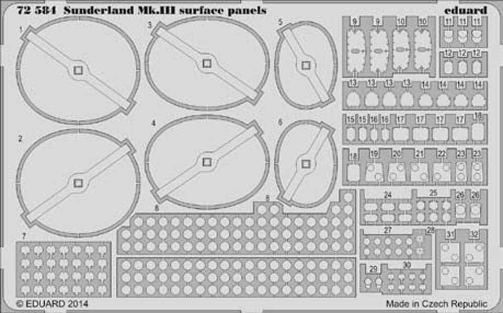 Eduard 72584 Etched Aircraft Detailling Set 1:72 Short Sunderland Mk.III surface