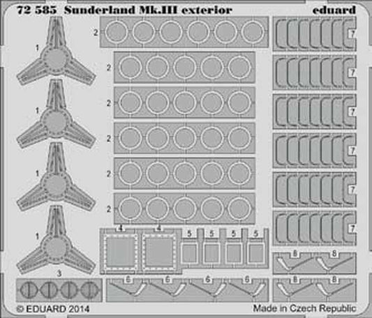 Eduard 72585 Etched Aircraft Detailling Set 1:72 Short Sunderland Mk.III exterio