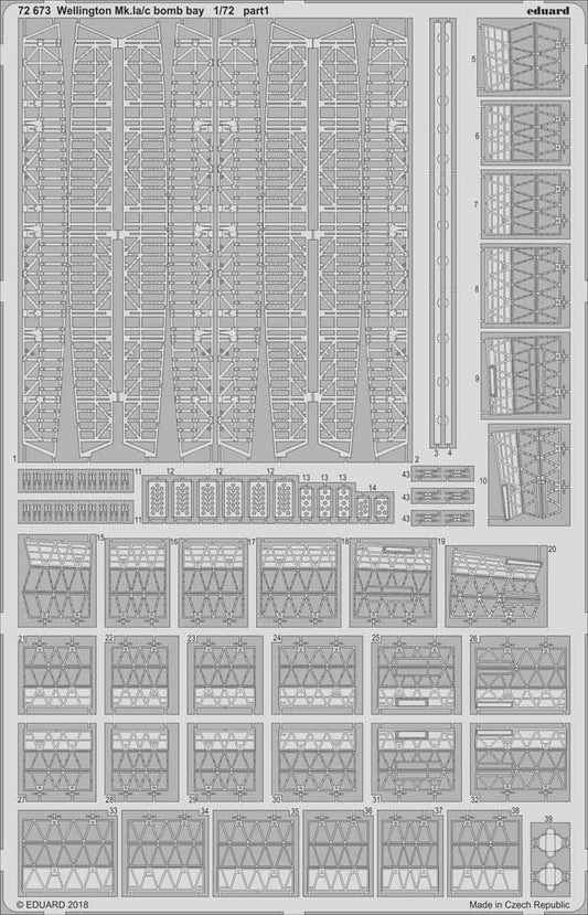 Eduard 72673 Etched Aircraft Detailling Set 1:72 Vickers Wellington Mk.IA/C bomb