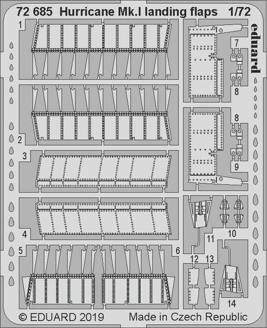 Eduard 72685 Etched Aircraft Detailling Set 1:72 Hawker Hurricane Mk.I landing f