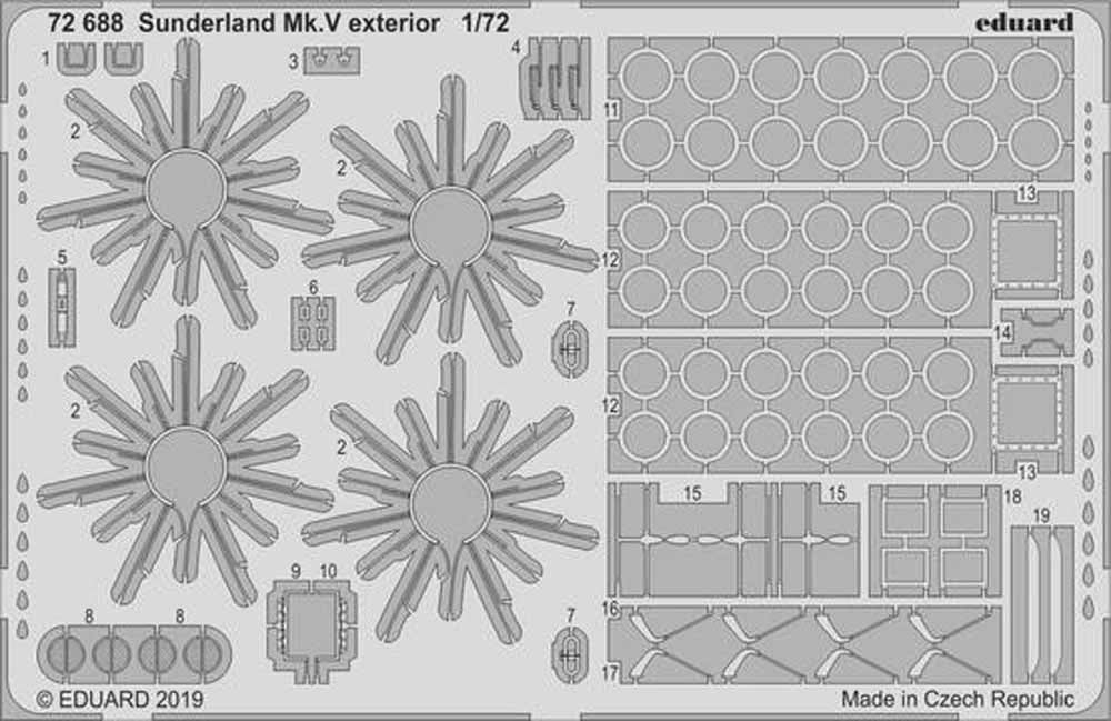 Eduard 72688 Etched Aircraft Detailling Set 1:72 Short Sunderland Mk.V exterior
