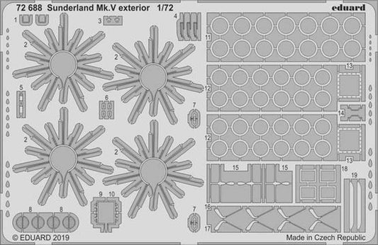Eduard 72688 Etched Aircraft Detailling Set 1:72 Short Sunderland Mk.V exterior