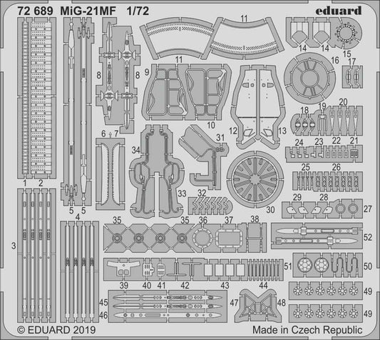 Eduard 72689 Etched Aircraft Detailling Set 1:72 Mikoyan MiG-21MF