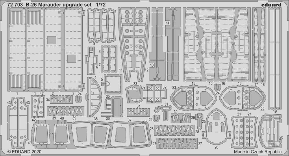 Eduard 72703 Etched Aircraft Detailling Set 1:72 Martin B-26 Marauder upgrade se