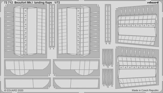Eduard 72712 Etched Aircraft Detailling Set 1:72 Bristol Beaufort Mk.I landing f