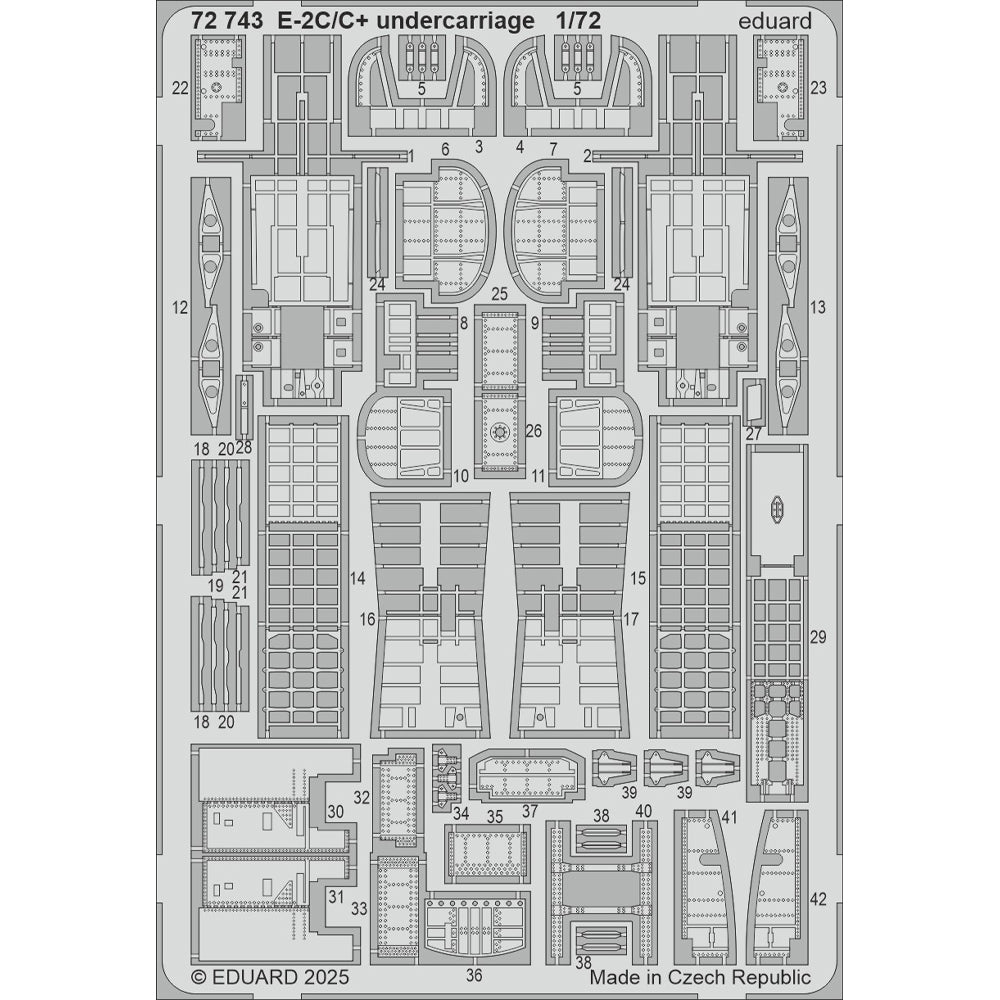 Eduard 72743 Grumman E-2C/E-2C+ Hawkeye Undercarriage 1:72 Etch Set for Heller