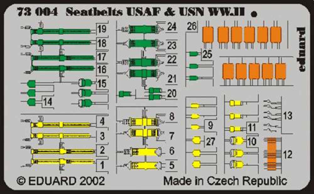 Eduard 73004 Etched Aircraft Detailling Set 1:72 USAF and USN WWII seatbelts Pre
