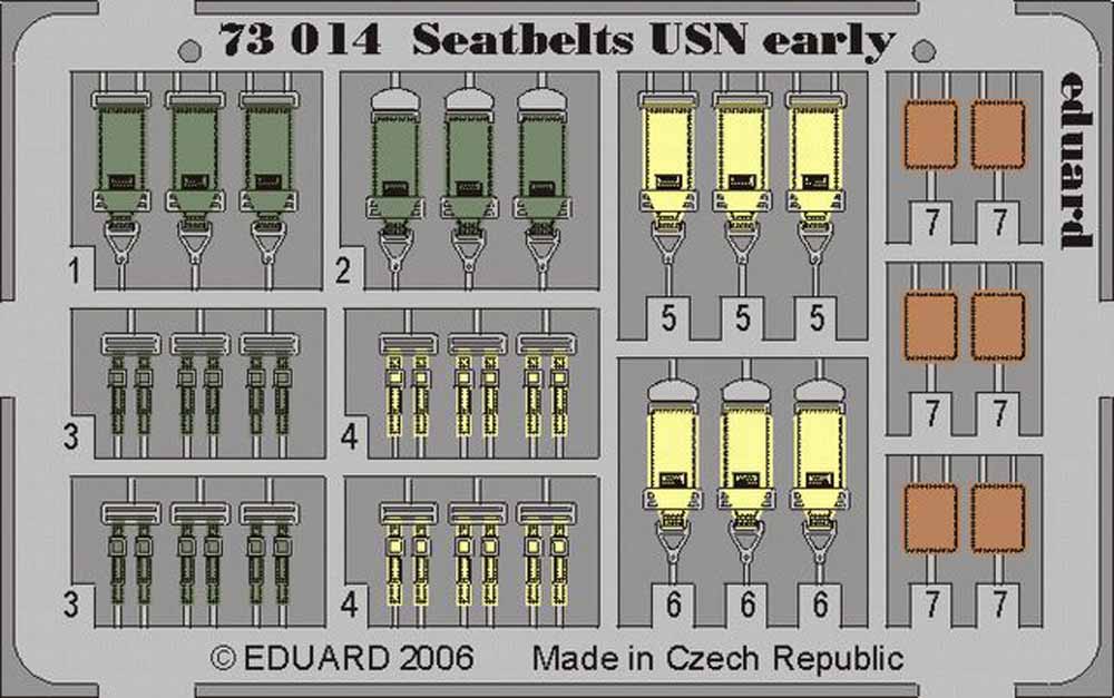Eduard 73014 Etched Aircraft Detailling Set 1:72 seatbelts USN early