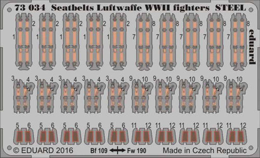 Eduard 73034 Etched Aircraft Detailling Set 1:72 Seatbelts Luftwaffe WWII fighte