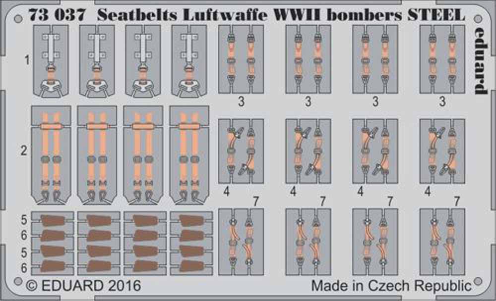 Eduard 73037 Etched Aircraft Detailling Set 1:72 seatbelts Luftwaffe WWII bomber