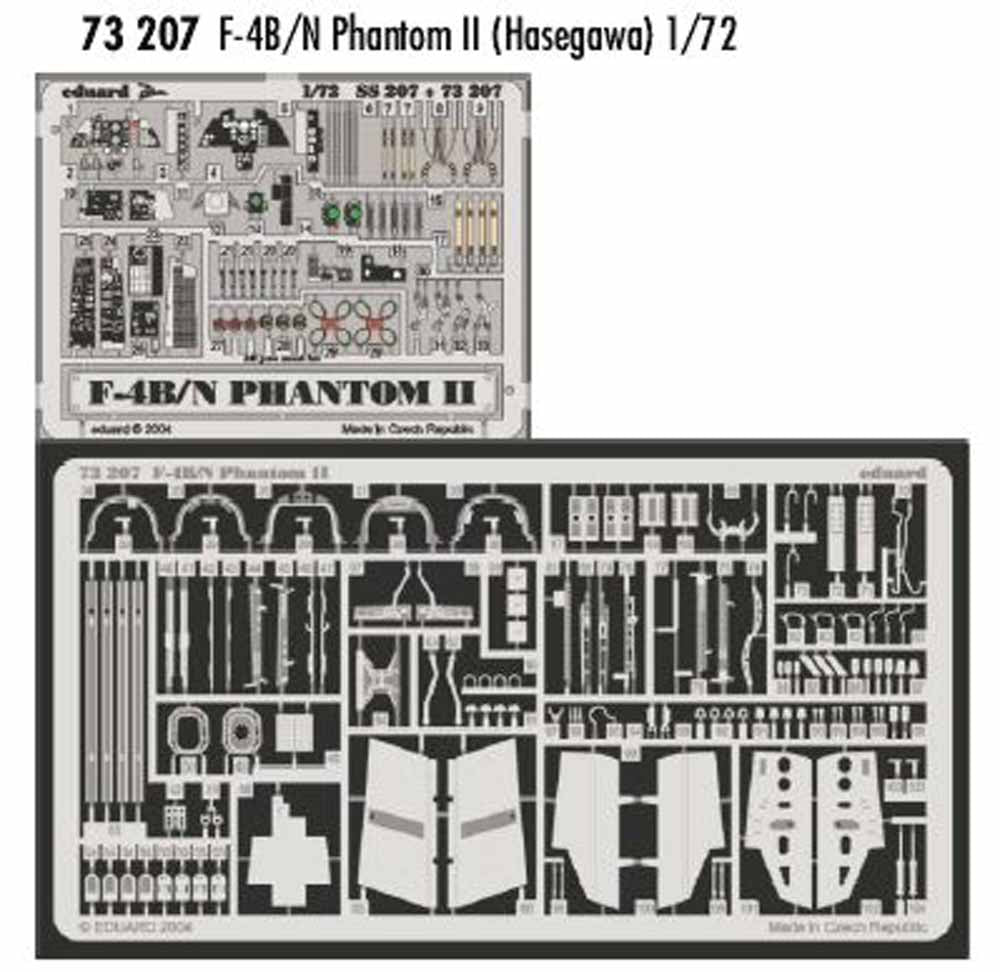 Eduard 73207 Etched Aircraft Detailling Set 1:72 McDonnell F-4B/F-4N Phantom Pre