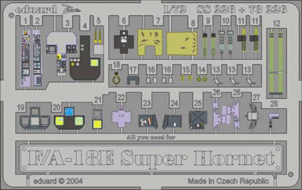Eduard 73226 Etched Aircraft Detailling Set 1:72 Boeing F/A-18E Super Hornet Pre