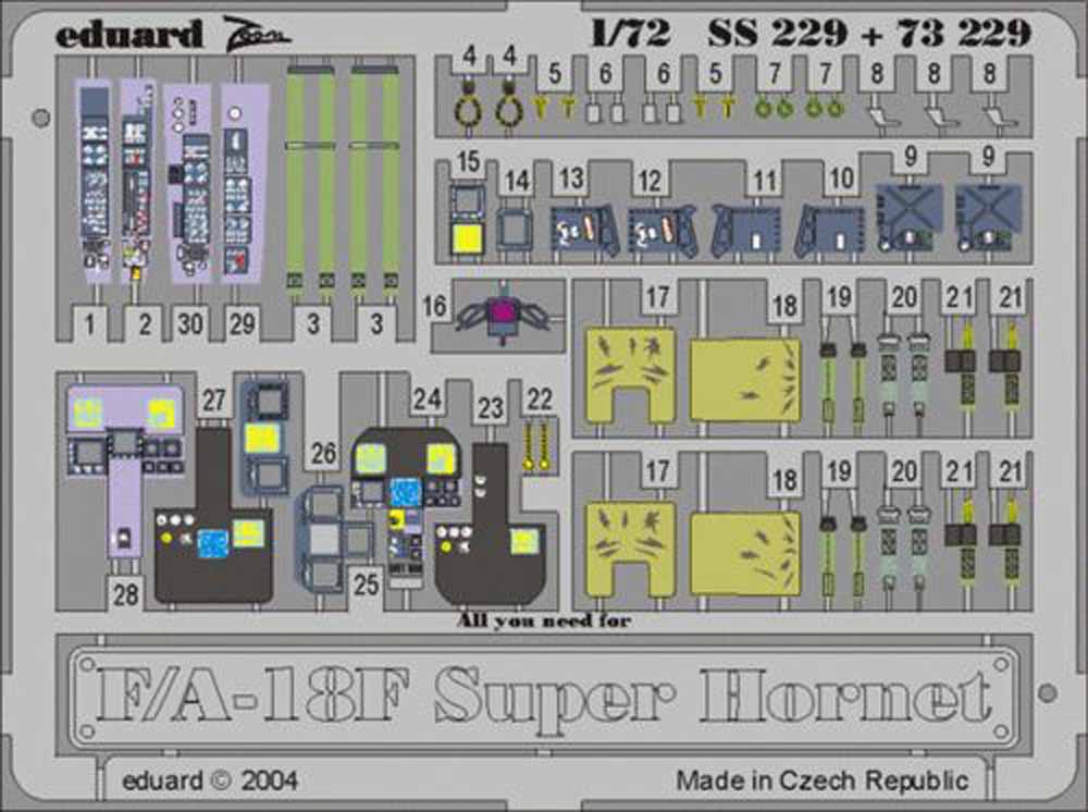 Eduard 73229 Etched Aircraft Detailling Set 1:72 Boeing F/A-18F Super Hornet Pre
