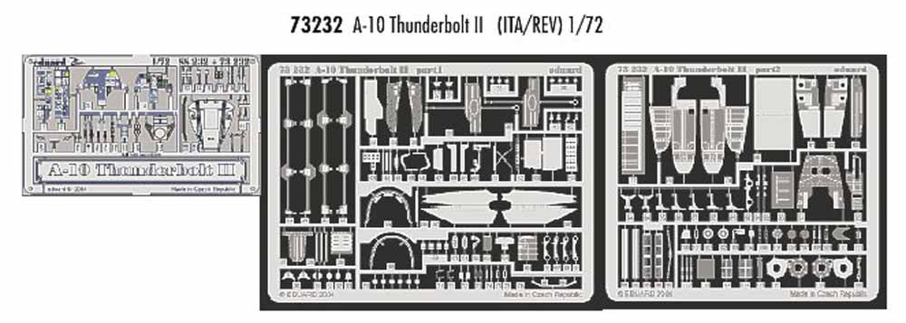 Eduard 73232 Etched Aircraft Detailling Set 1:72 Fairchild A-10A Thunderbolt II