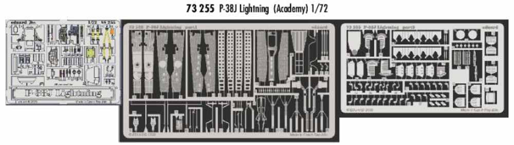 Eduard 73255 Etched Aircraft Detailling Set 1:72 Lockheed P-38J Lightning Pre-pa