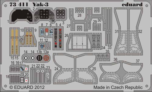 Eduard 73411 Etched Aircraft Detailling Set 1:72 Yakovlev Yak-3