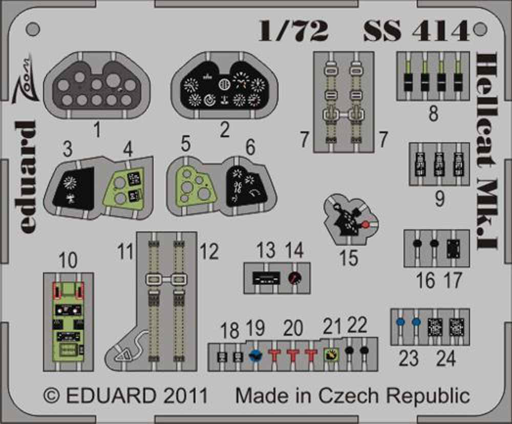 Eduard 73414 Etched Aircraft Detailling Set 1:72 Grumman Hellcat Mk.I