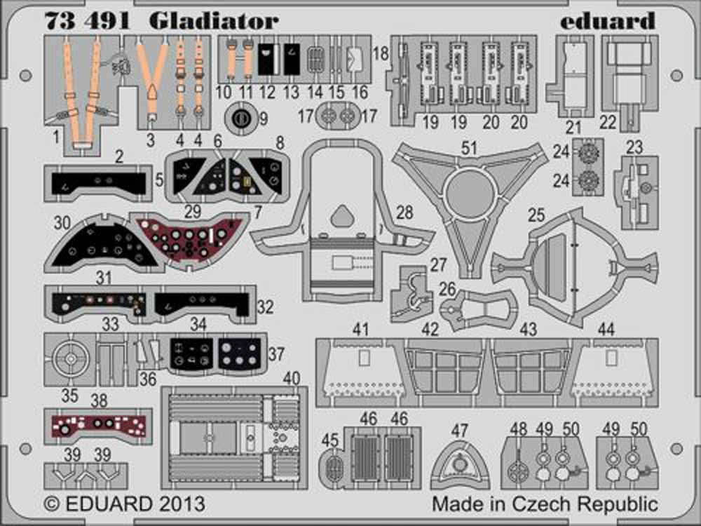 Eduard 73491 Etched Aircraft Detailling Set 1:72 Gloster Gladiator Mk.I