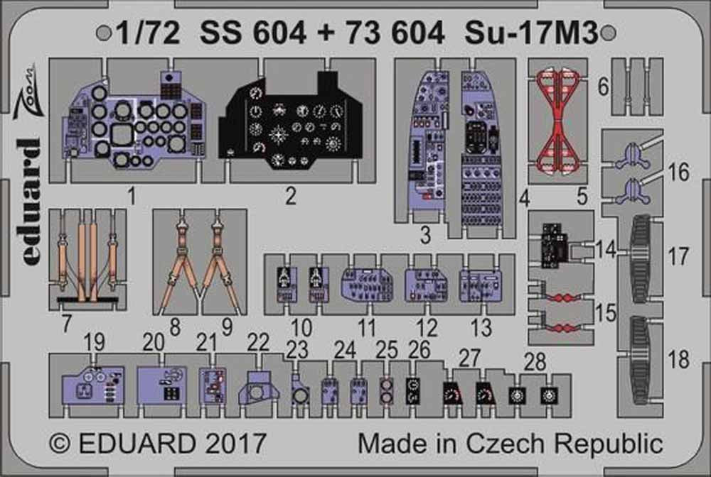 Eduard 73604 Etched Aircraft Detailling Set 1:72 Sukhoi Su-17M3