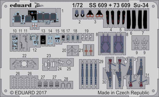 Eduard 73609 Etched Aircraft Detailling Set 1:72 Sukhoi Su-34