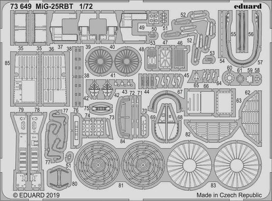 Eduard 73649 Etched Aircraft Detailling Set 1:72 Mikoyan MiG-25RBT