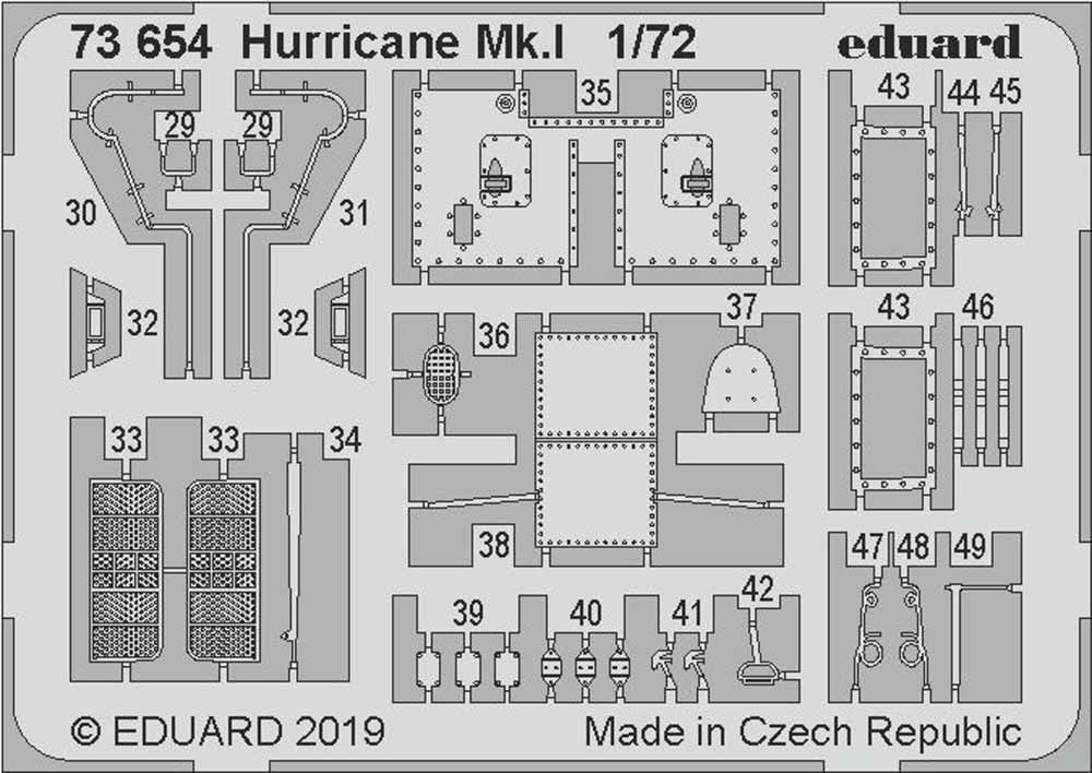 Eduard 73654 Etched Aircraft Detailling Set 1:72 Hawker Hurricane Mk.I