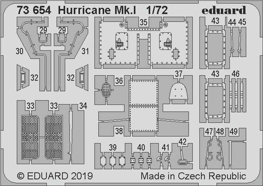 Eduard 73654 Etched Aircraft Detailling Set 1:72 Hawker Hurricane Mk.I