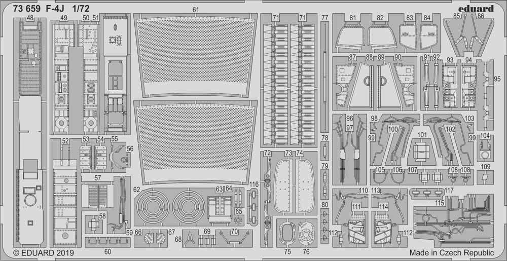 Eduard 73659 Etched Aircraft Detailling Set 1:72 McDonnell F-4J Phantom