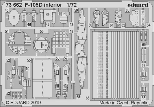 Eduard 73662 Etched Aircraft Detailling Set 1:72 Republic F-105D Thunderchief in