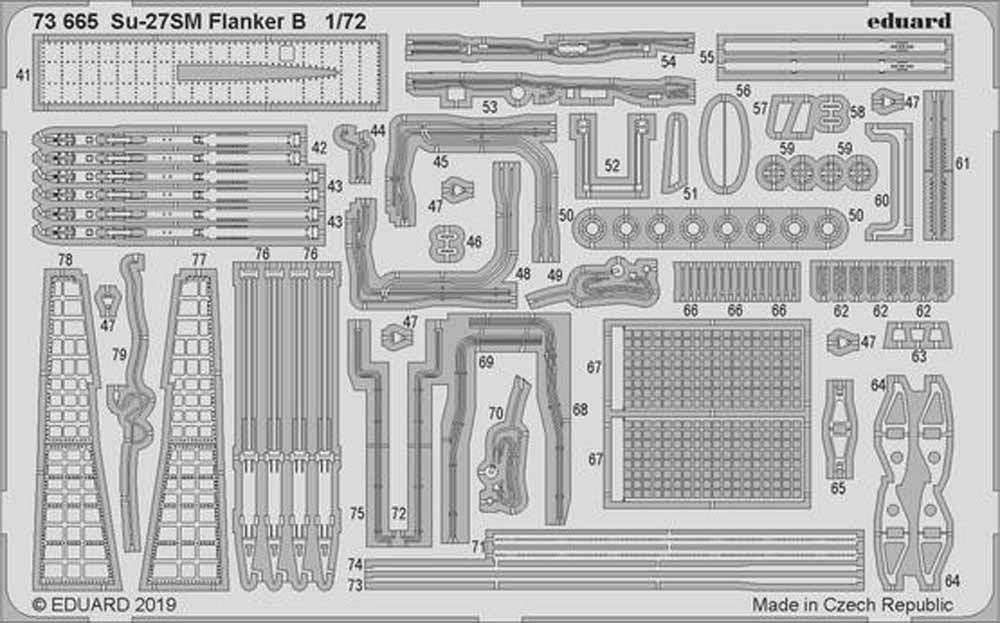 Eduard 73665 Etched Aircraft Detailling Set 1:72 Suchoi Su-27SM Flanker B