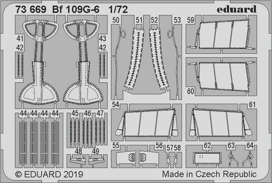 Eduard 73669 Etched Aircraft Detailling Set 1:72 Messerschmitt Bf-109G-6