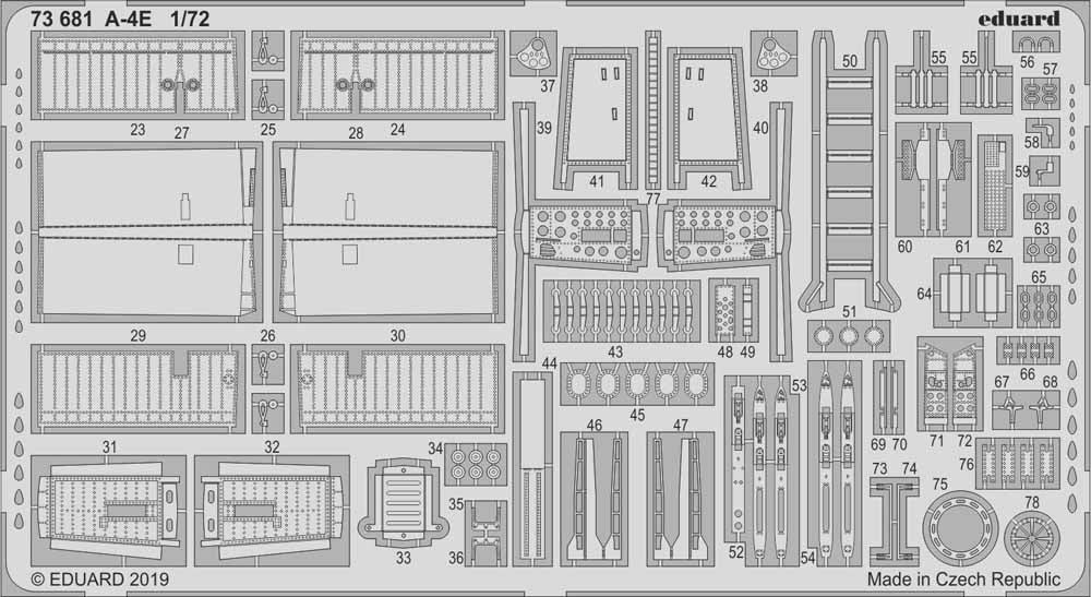 Eduard 73681 Etched Aircraft Detailling Set 1:72 Douglas A-4E Skyhawk