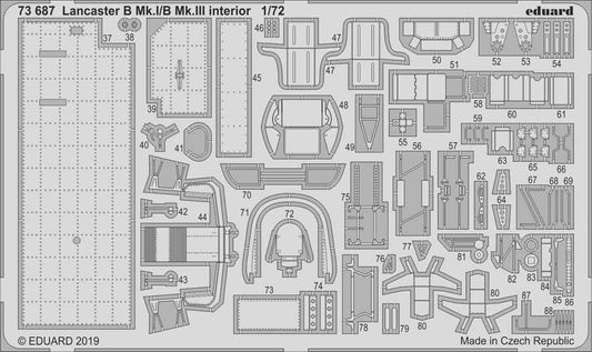 Eduard 73687 Etched Aircraft Detailling Set 1:72 Avro Lancaster B.I/III interior
