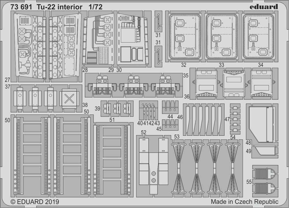Eduard 73691 Etched Aircraft Detailling Set 1:72 Tupolev Tu-22 interior