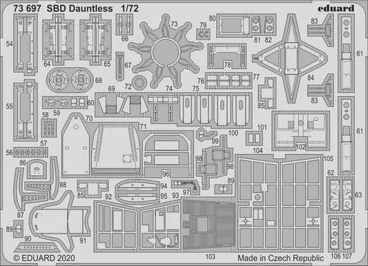 Eduard 73697 Etched Aircraft Detailling Set 1:72 Douglas SBD Dauntless