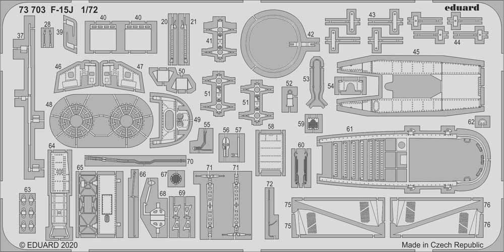 Eduard 73703 Etched Aircraft Detailling Set 1:72 McDonnell F-15J Eagle