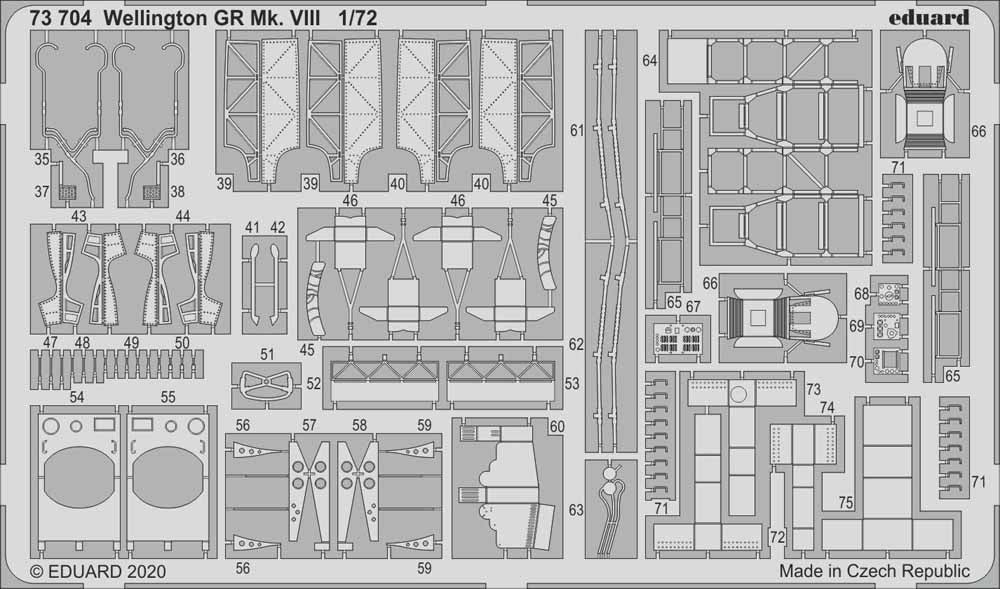 Eduard 73704 Etched Aircraft Detailling Set 1:72 Vickers Wellington GR Mk.VIII