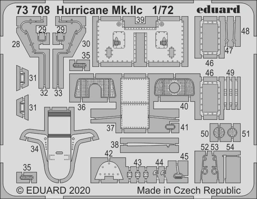 Eduard 73708 Etched Aircraft Detailling Set 1:72 Hawker Hurricane Mk.IIc