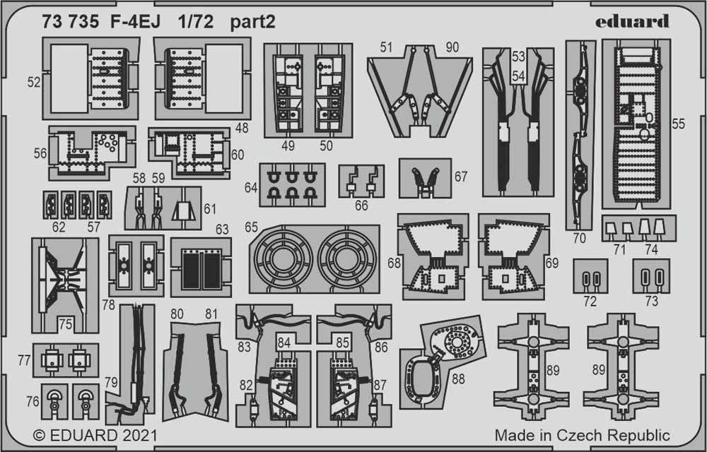 Eduard 73735 Etched Aircraft Detailling Set 1:72 McDonnell F-4EJ Phantom cockpit